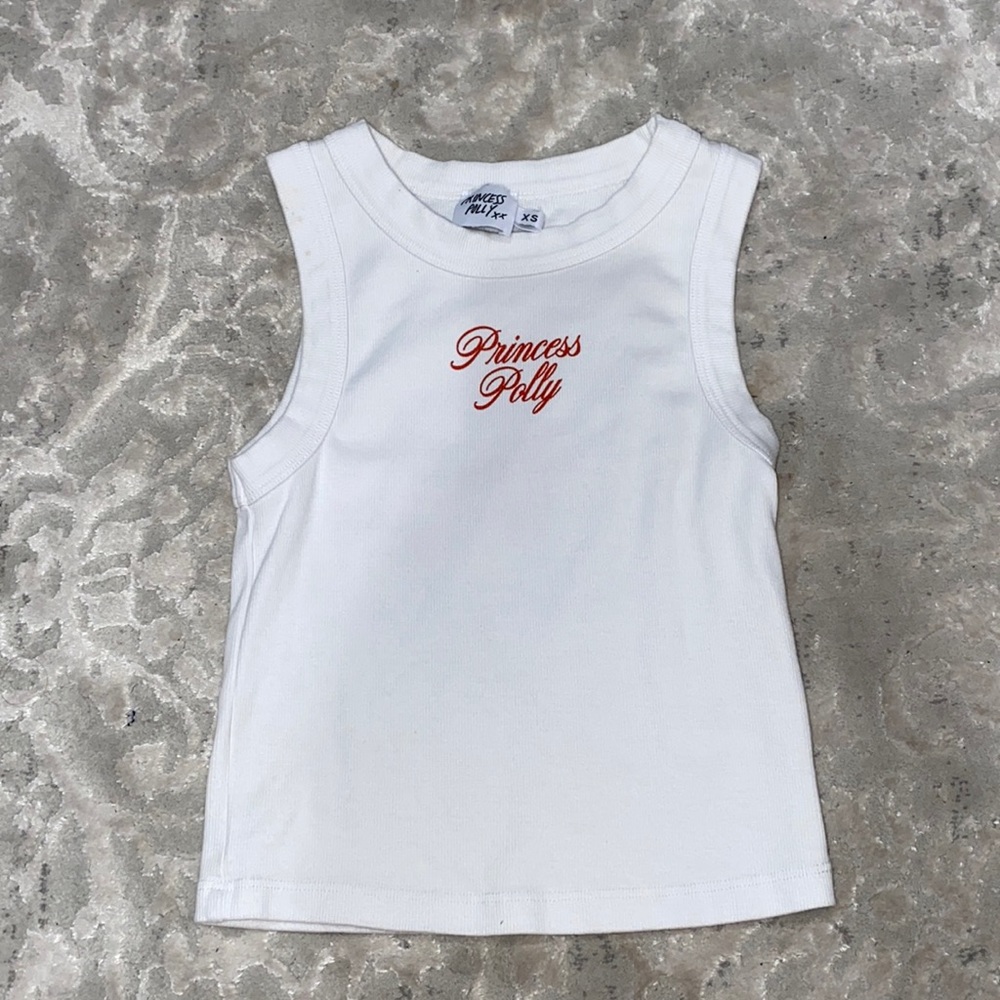 XS Princess Polly White Crop Tank Top